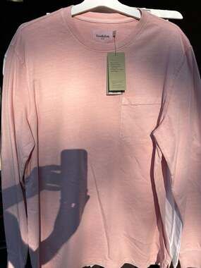 Goodfellow & Co. Men's Long Sleeve Pocket T-Shirt Light Pink Size L